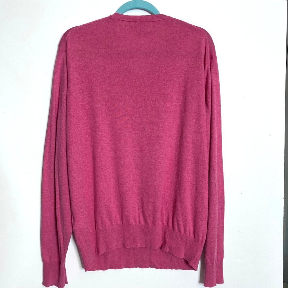 Peter Millar Crown Soft Silk Blend Golf Sweater LIght Red/Dark Pink Tree Mens L - Picture 4 of 7